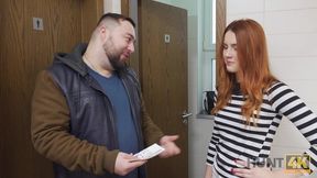Amateur. Man meets sweet ginger at mall and fucks her for cash