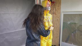 Aiyana and Myxxy enjoying each other in shiny nylon Rainwear (Both enjoyed it)