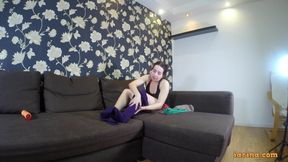 Midget feeling good in several layers of pantyhose
