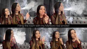 Filling the room with my Marlboro Red smoke! Includes nose exhales, cone exhales, residual exhales, OMI’s, snaps, audible inhales and exhales, visible smoke and more!