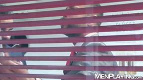 ”Hung Bulrog buries his thick meat deep into suited hunk Logan Moore”