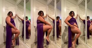 Curvy Enby Twerking in Sheer Nightgown Until Her Thick Ass Gushes