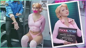 Blonde teen receives pounded in office security room