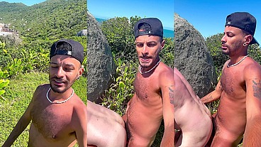 Fodendo o rabo branquelo do gringo no mato - Foda completa