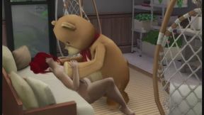 Sim masturbation with a teddy bear