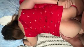 Fucked my voluptuous stepsister while she was lying on her bed