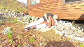 picnic tease at the edge of world-flower and loui have a magical moment outdoor