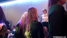 A group of naughty girls is having tons of fun in the night club, with handsome guys