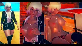 Blonde Big-Breasted Gal Seduces in Uninhabited Island Life System Eroge