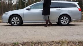 Intense Revving in Pencil Skirt Honda WMV