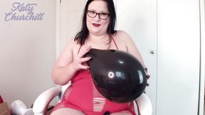 BBW blows up balloons for boyfriend (non-pop)