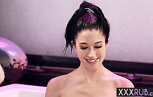 Petite babes played with wet pussies after massage