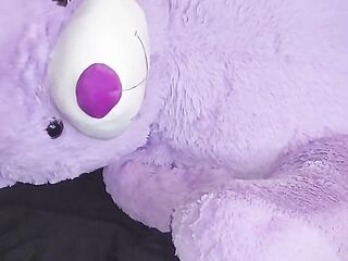 Side view banging teddy bear from behind ????