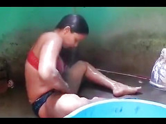 Rural Indian. Busty aunty soaping in front of me