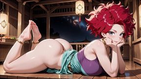 red hair purple lingerie big tits supermarket filled until ahegao collapse