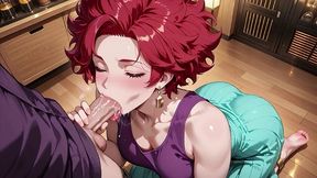 red hair purple lingerie big tits supermarket filled until ahegao collapse