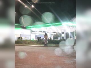 Hawt Sissy jizz flow near petrol station