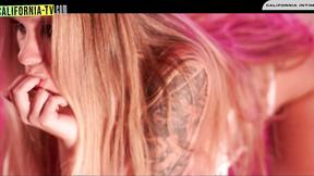 ”Blonde in black lingerie very seductive to her followers, she is horny & wet.”