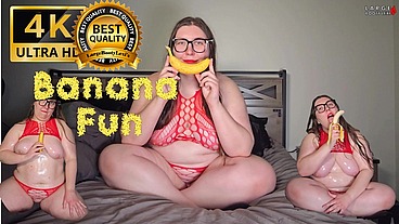 Banana ASMR, Oiled Titty Fuck, Sloppy Blowjob, Tasty Eating (4K Landscape)