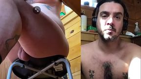 Nudist Hippie Jerks watching porn