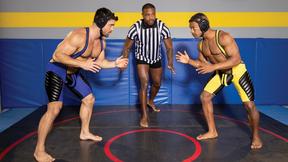 ”Gay wrestling gone wild with the referee - Beau Butler , Adrian Hart & Reign”