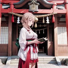 Forbidden Contrast Between Shrine &amp; Bedroom, Wet Secrets Under Red &amp; White Kimono.