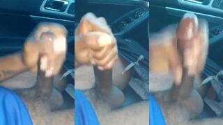 Watch this dirty amateur get off with his truck while wanking and cumming hard