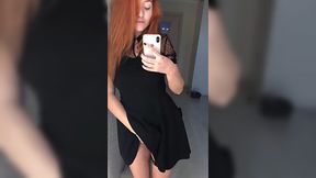 Readhead slut in little black dress