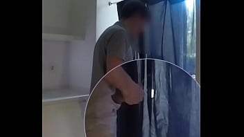 2 amateur boys messing around in the kitchen and pissing on each other