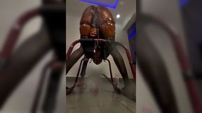 Ebony babe has fun with a new toy, squirting at the end