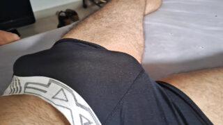 Hairy Brazilian amateur with big hard cock gives handjob and fisting before massive cumshot on webcam