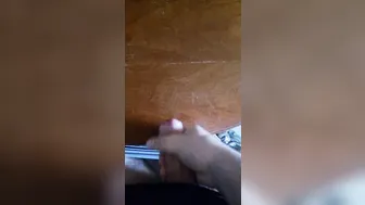 Hairy military stud jerks his uncut cock and shoots a thick load