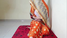 Desi village girl shivani in saree giving footjob and her tight pussy to her young neighbor for free.