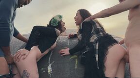 LYDIA & MONIKA Outdoor BJ & Ass Pumping Party