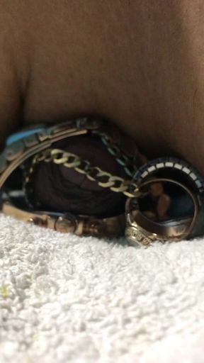 cumshot on wristwatch, watch and gold fetish.