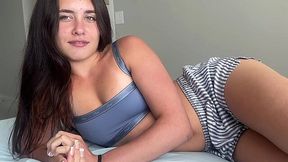 Hot brunette stepsister asks him to fuck her good and gets creampied POV