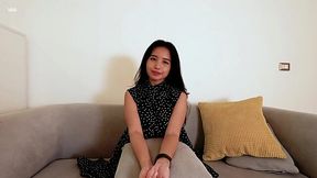 Stunning Asian girl Norah gets naked and shows off yummy punani