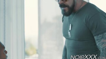 Bearded hunk booty bangs two lovely homo in a three way