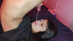 Small Asian Shemale but Huge Self Facial