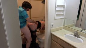 stepson caught masturbating in the bathroom fucks stepmom
