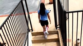 Brunette Girl Has Some Fun After Soccer Practice