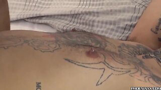 Tattooed youngster takes his friend massive prick in his butt