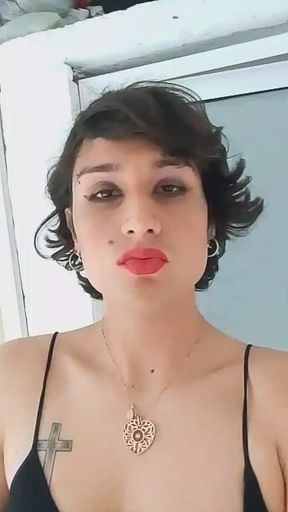 Sissy beautiful and gothic femboy seduces us with her sensual body in a bra and a tango bra the ladyboy of your dreams