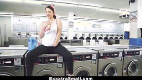 Small teen at the laundromat lustful for a prick inside her