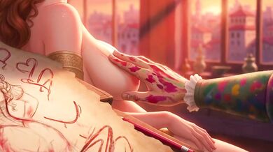 Old artist paints teen model nude in animated cartoon hentai