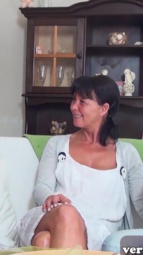 Stunning moment from "German mature amateur couple tries threesome at casting"