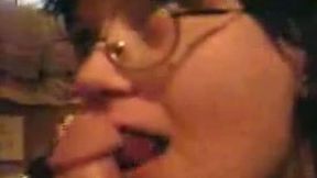 My four eyed girlfriend knows how to give a great head