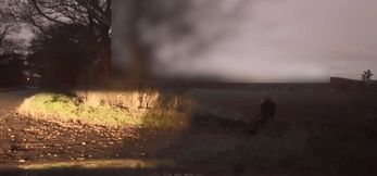 Wanking  in body stocking dodging cars that pass by