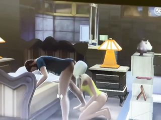 Sims 4 Lightskin Ebony, White Man. Anal Play, Anal Sex and Blowjob. Sexy