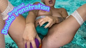 Pregnant double dildo penetration